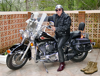 Dr. Tom Latham on His Motorcycle in Brazil